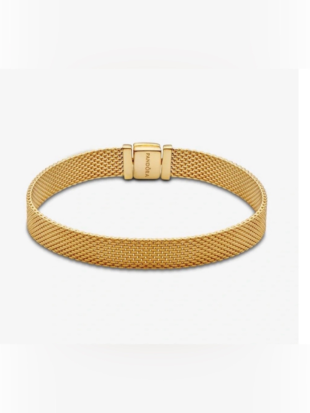Pandora Gold Mesh Bracelet with Branded Clasp 6.5 inches long
